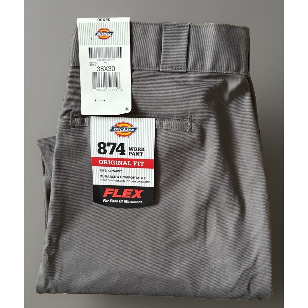 New Dickies 874 Work Pants Trousers Wrinkle Resistant Gray Men's 38x30 NWT JBHS - Picture 9 of 12